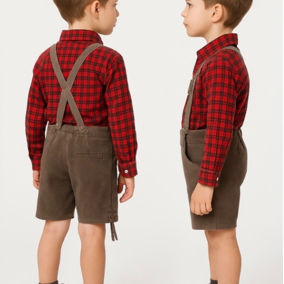 2 Kids Bavarian Auth VTGE Lederhosen Outfit Sz 10 Oktoberfest German Costume Set - Picture 3 of 4